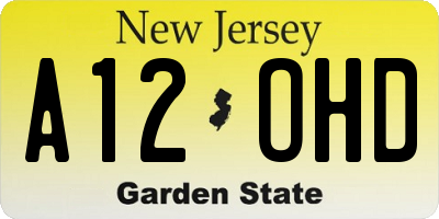 NJ license plate A12OHD