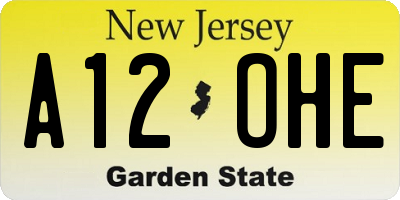 NJ license plate A12OHE