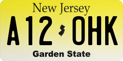 NJ license plate A12OHK