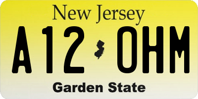 NJ license plate A12OHM