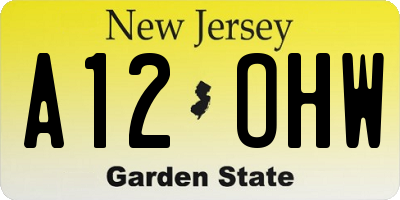 NJ license plate A12OHW
