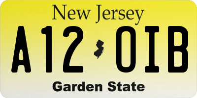NJ license plate A12OIB