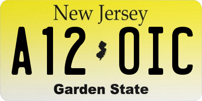 NJ license plate A12OIC