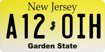 NJ license plate A12OIH