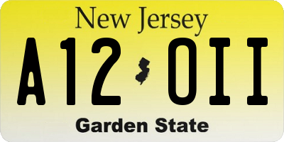 NJ license plate A12OII