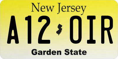 NJ license plate A12OIR