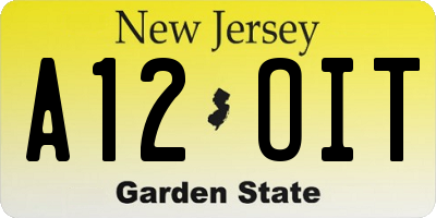 NJ license plate A12OIT