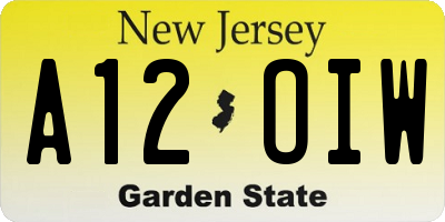 NJ license plate A12OIW