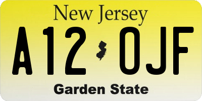 NJ license plate A12OJF