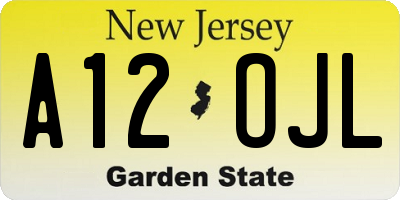 NJ license plate A12OJL