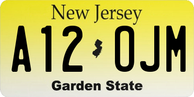 NJ license plate A12OJM