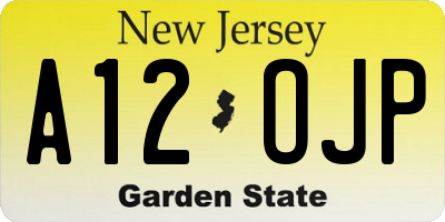 NJ license plate A12OJP