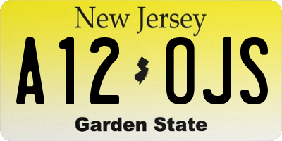 NJ license plate A12OJS