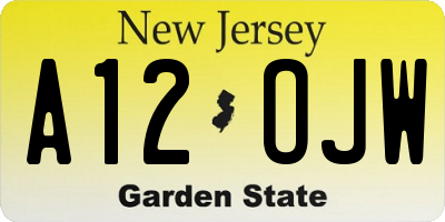 NJ license plate A12OJW