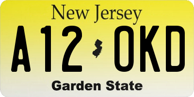 NJ license plate A12OKD