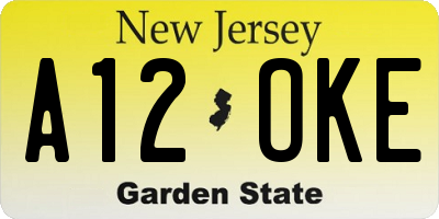 NJ license plate A12OKE