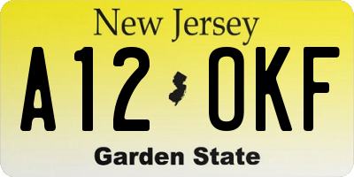 NJ license plate A12OKF