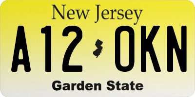 NJ license plate A12OKN
