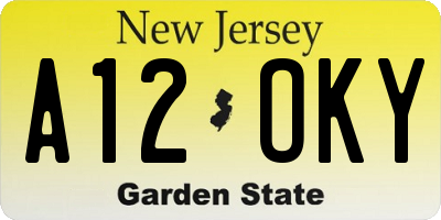 NJ license plate A12OKY