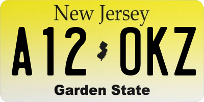 NJ license plate A12OKZ