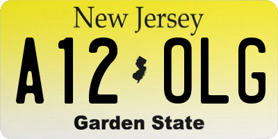 NJ license plate A12OLG
