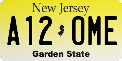 NJ license plate A12OME