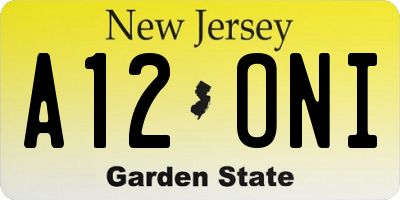 NJ license plate A12ONI