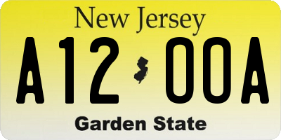 NJ license plate A12OOA