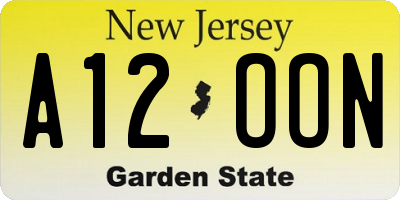 NJ license plate A12OON