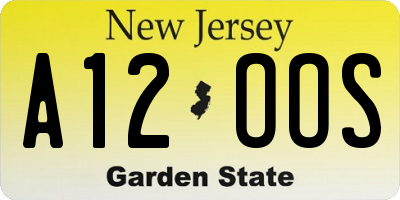NJ license plate A12OOS