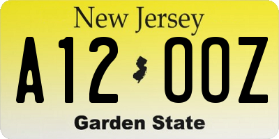 NJ license plate A12OOZ