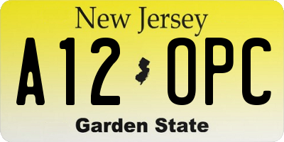 NJ license plate A12OPC