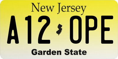 NJ license plate A12OPE