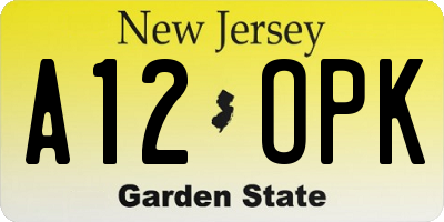 NJ license plate A12OPK