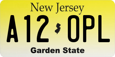 NJ license plate A12OPL