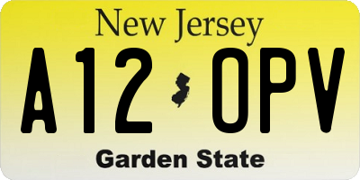 NJ license plate A12OPV