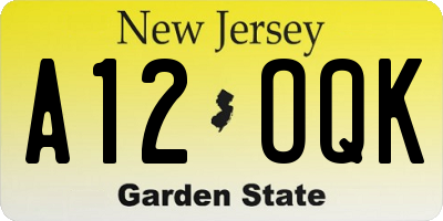 NJ license plate A12OQK