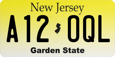 NJ license plate A12OQL