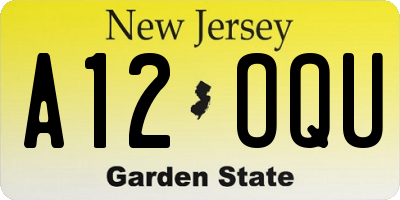 NJ license plate A12OQU