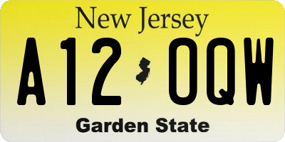 NJ license plate A12OQW