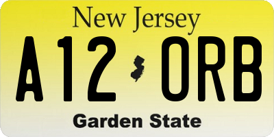 NJ license plate A12ORB