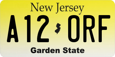 NJ license plate A12ORF