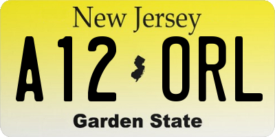 NJ license plate A12ORL