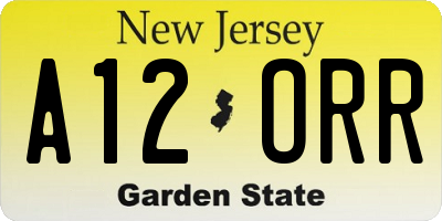 NJ license plate A12ORR