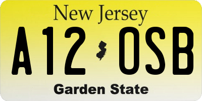 NJ license plate A12OSB