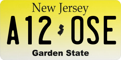 NJ license plate A12OSE