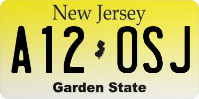 NJ license plate A12OSJ