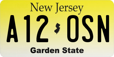 NJ license plate A12OSN