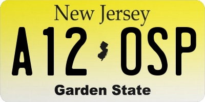 NJ license plate A12OSP