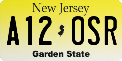 NJ license plate A12OSR